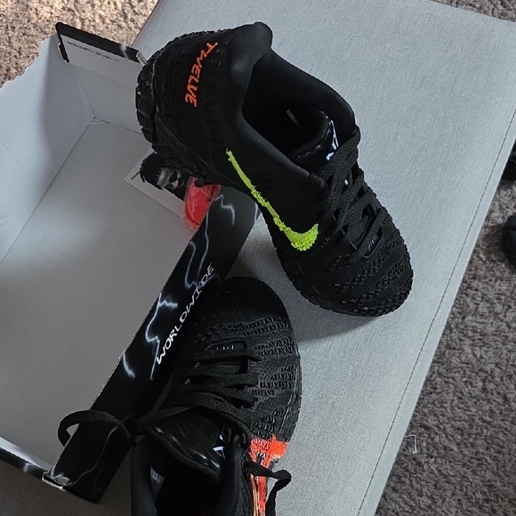 Nike Men’s Black Knit Sneakers with Orange and Neon Yellow Accents - Picture 3 of 5